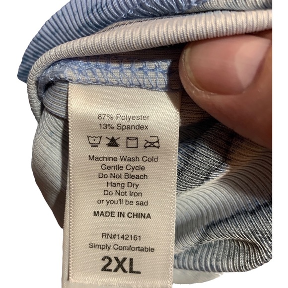 LuLaRoe Stacie Blue Stripes Shirt Dress 2XL NWOT - Picture 7 of 12